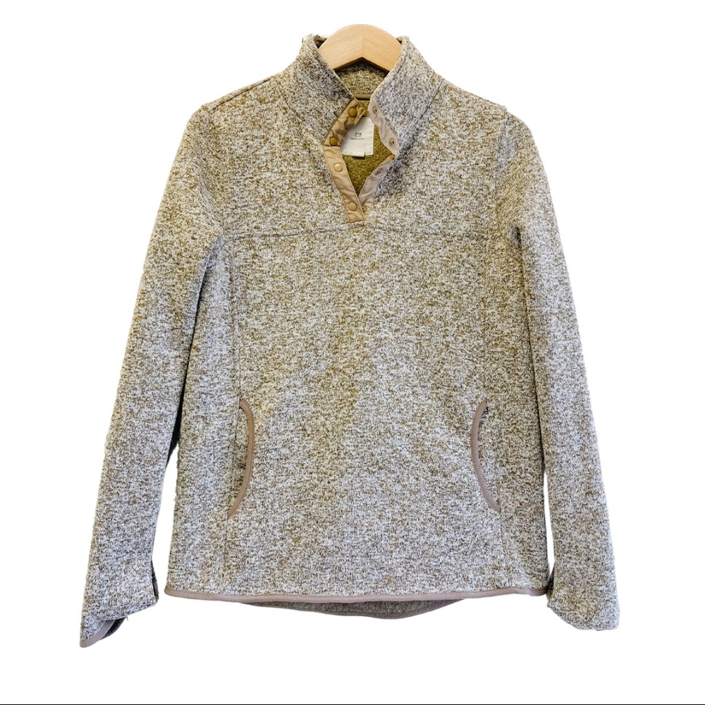 Thread Supply Brown Button Up Pullover Sweater with Pockets